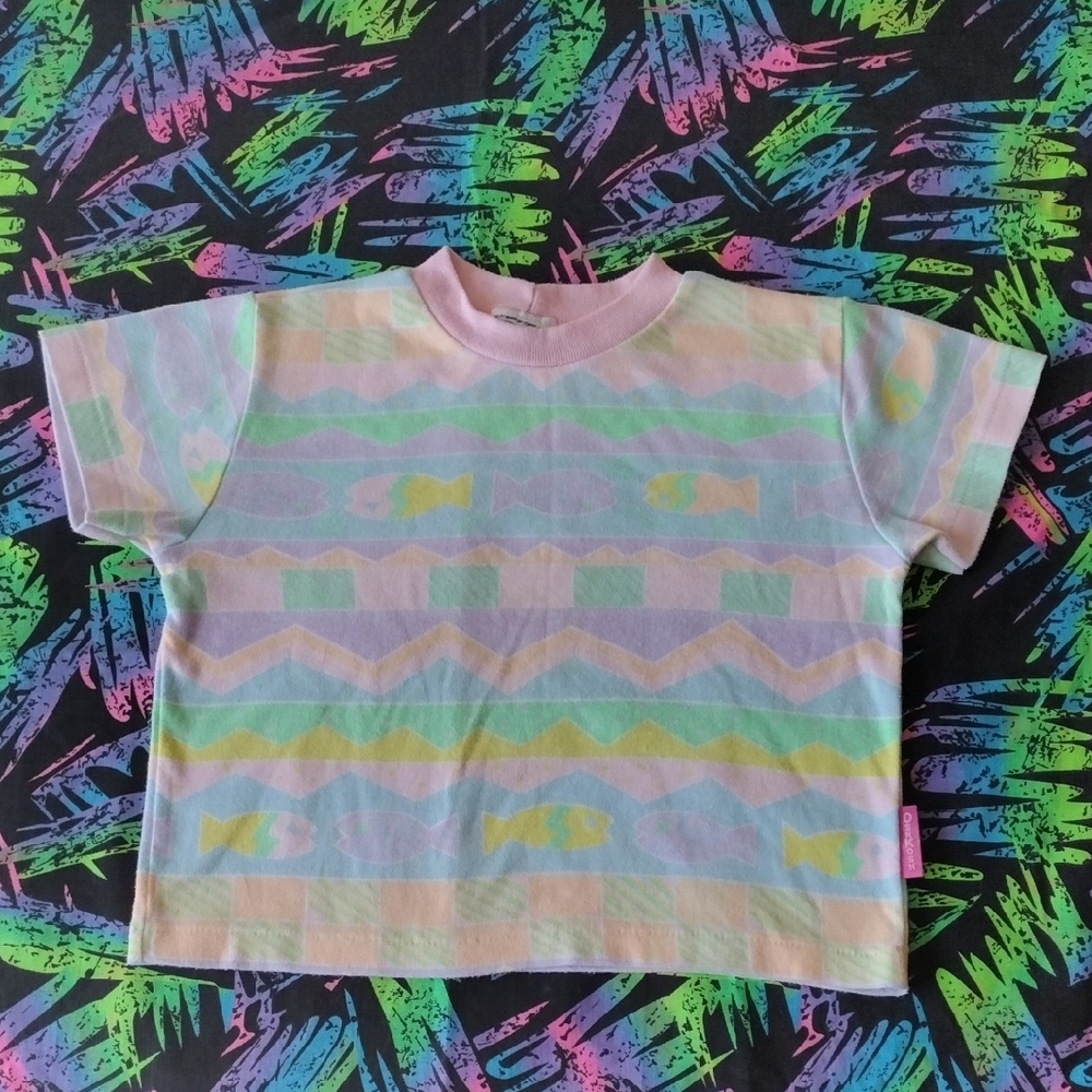 VTG OshKosh Rare AOP Pastel Abstract Fish T-Shirt